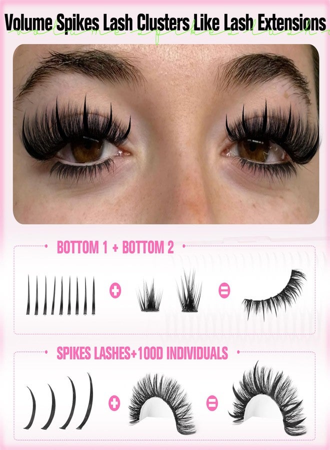 Eefofnn Spikes Lash Clusters Volume Eyelash Clusters with Spikes Cat Eye Lashes Bottom+Upper Individual Lashes D Curly Cluster Eyelash Extensions 4 Styles Lash Extensions Wispy Fairy Lash Clusters - Image 3